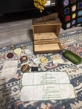 Shoe Shine Kit With Polish And Branded Polish Sponges Vintage Wooden Stand