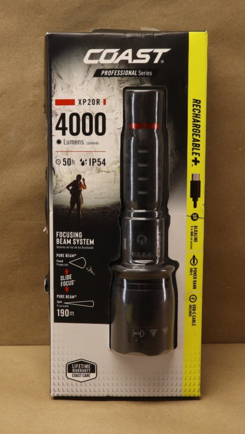 COAST XP20R Rechargeable LED Flashlight with 4000 Lumens Dual Power USB-C