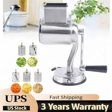 Rotary Cheese Grater Hand Crank Vegetable Food Chopper Shredders Stainless Steel