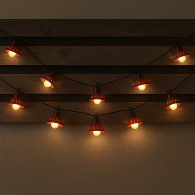 Christmas Red Bell String Lights Holiday Battery String Light 10 LED Garland 13'