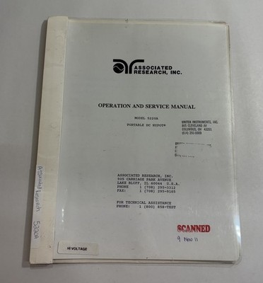 Associated Research Model 5220A Portable D.C. Hypot Instruction Manual Guide