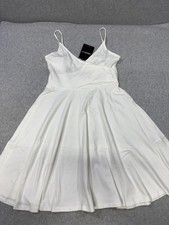 Forever 21 Dress Womens Small White Fit & Flare Sundress V Neck Casual NWT