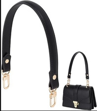 Black Genuine Leather Purse Strap 17.7 Short Bag Handle Replacement DIY Strap