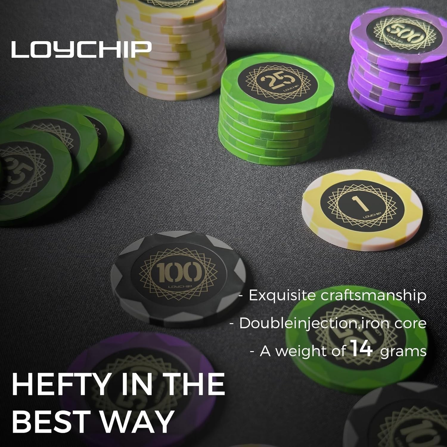 200-Piece Clay Poker Chip Set - 14g Numbered Chips, 200 Chips With Numbers 