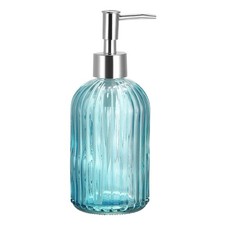 Soap Dispenser - 13.5Oz with Silver Bathroom Kitchen Pump Blue