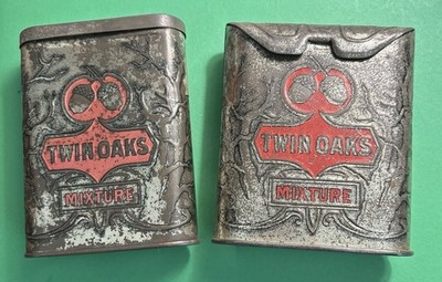 Twin Oaks Flat Lid & Flip Lid Vertical Tobacco Vintage Pocket Tins