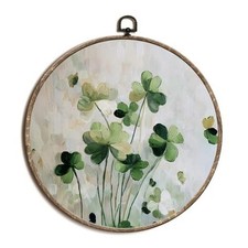 Vintage St Patrick's Day Round Canvas Art Wall Decor, St.Patrick's shamrock