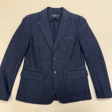 Polo Ralph Lauren Blazer Sport Coat Womens 8 Knit Cotton Navy Unstructured     