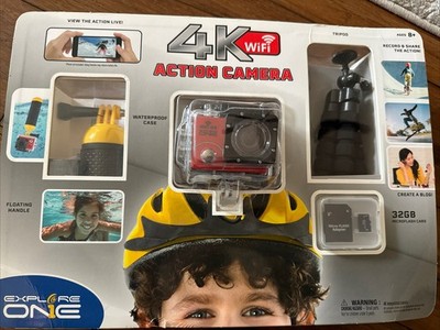 New Open Box Explore One 4K Wifi Action Camera Floating Handle 32GB