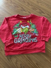 Dr. Seuss The Grinch Christmas Sweater Set Red Gray Pullover 5T Cotton Polyester