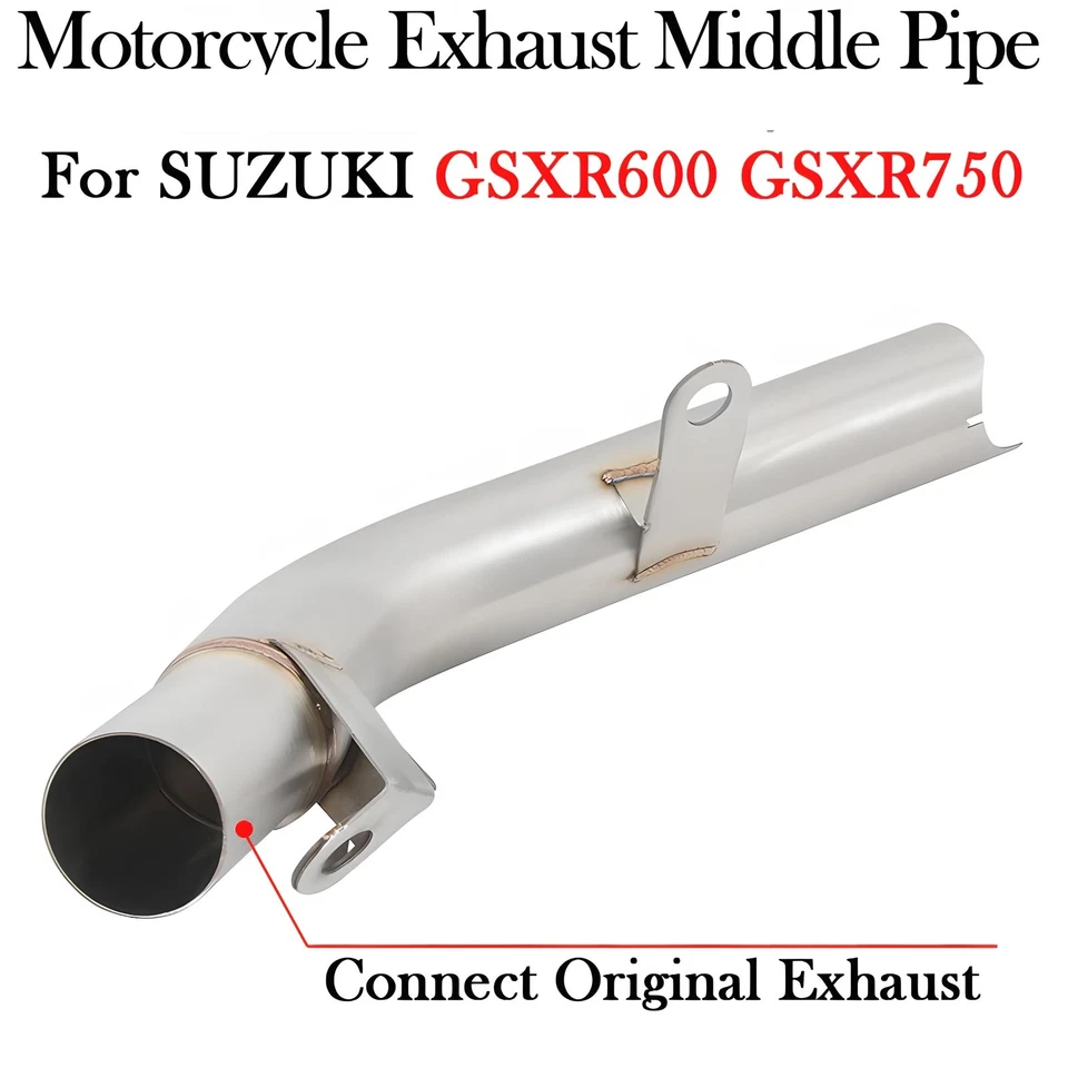 Motor Exhaust Mid Pipe 51mm Stainless Steel for Suzuki GSXR60 GSXR750 2011-2024 Foto 2 de 4