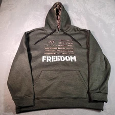 Mossy Oak Hoodie Mens Extra Large Green Freedom Flag Camo Sweatshirt Pullover