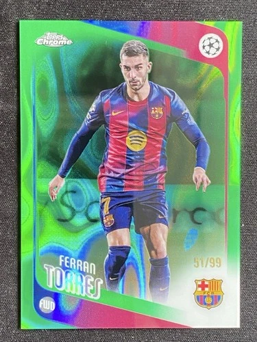 Ferran Torres 2025-26 Topps Chrome UCC Green Lava Refractor Base 51/99 #138