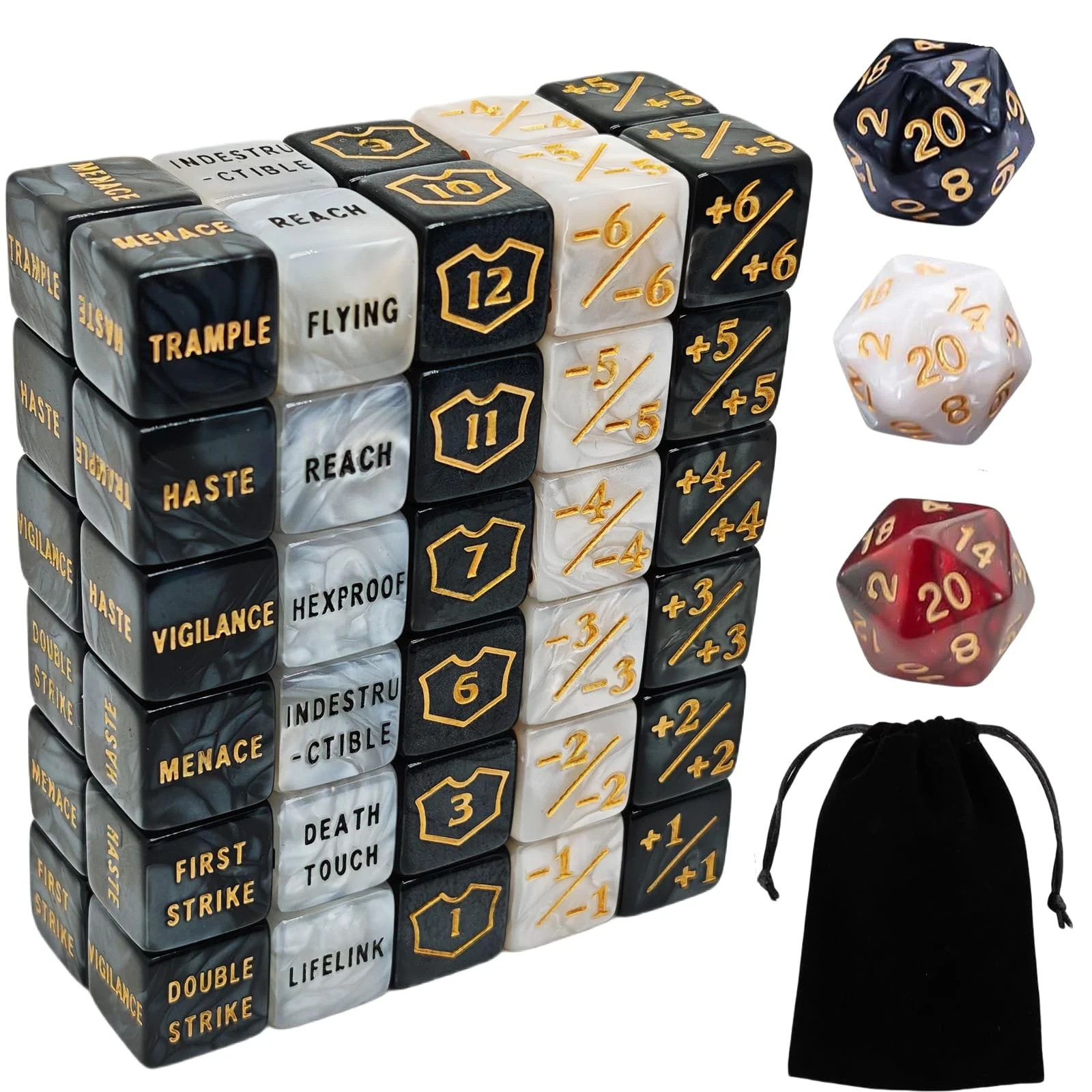 63 PCS MTG Counter Dice Set - AbilityKeyword Counters, -1/+1 Life Counter