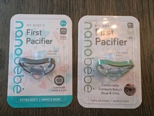 nanob b Flexy Pacifier 100 Silicone BPA-Free Extra Soft Lot Of 2 Gray Green