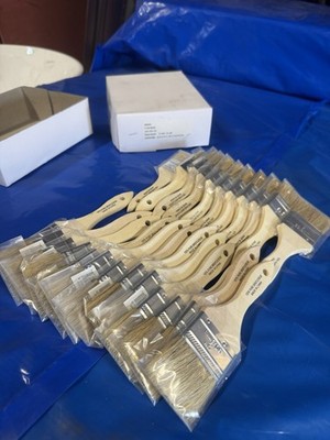 Lot Of 24 NEW 2'' White China Bristle Chip Paint Brushes - Pure Bristle 143-9488