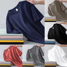 Easy Matching Korean Style Men's T shirt Solid Color Short Sleeve Tops