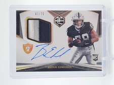 BRYAN EDWARDS 2020 LIMITED ROOKIE PATCH AUTO /75 #128 GOLD RAIDERS Q6996