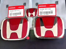 3pcs Front Emblem Rear Steering Red Badge For Honda Civic Se Si Sedan 201621