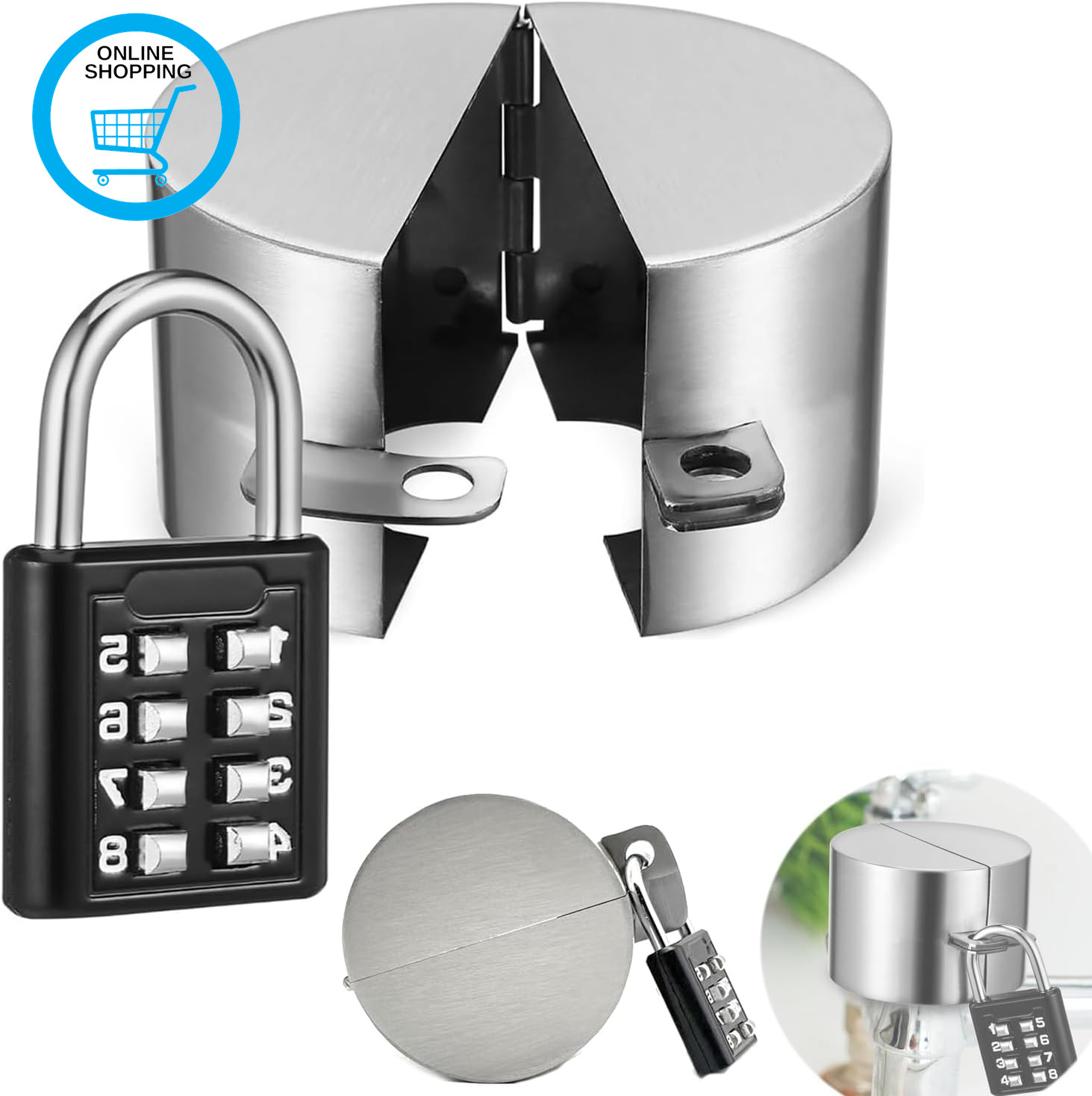 Stainless Steel Outdoor Tap Lock with Coded Padlock - Faucet Cover for Garden, H