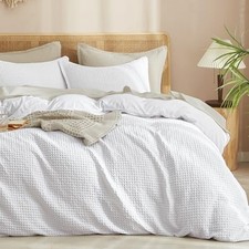 Waffle Weave Duvet Cover Set Size, No Snagging Ultra King White No Comforter 