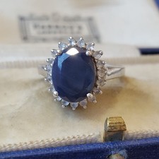 Sterling Silver Ring Natural Sapphire & Topaz Gemstones Jewellery UK Size J