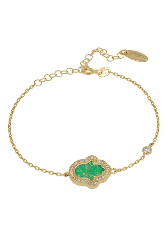 Hamsa Opalit Grün Armband Gold