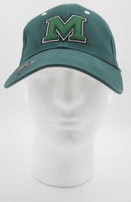 Marshall University Thundering Herd Hat Green Bar M Logo Adjustable Cap Buff (D)