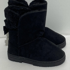 Bebe Girls Black Faux Fur Shearling Textile Slip On Winter Boots Size 12