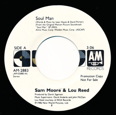 SAM MOORE & LOU REED - SOUL MAN - A&M AM-2883 - 45 Record VG+