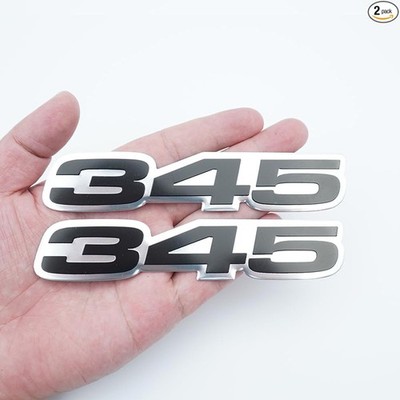 Pair Set 345 Highly Polished Aluminum Nameplate Emblems Ba Color: Silver Black