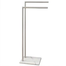 41 Inch Standing Towel Rack Double L Shape Bath Towel Sheet Holder with Marble