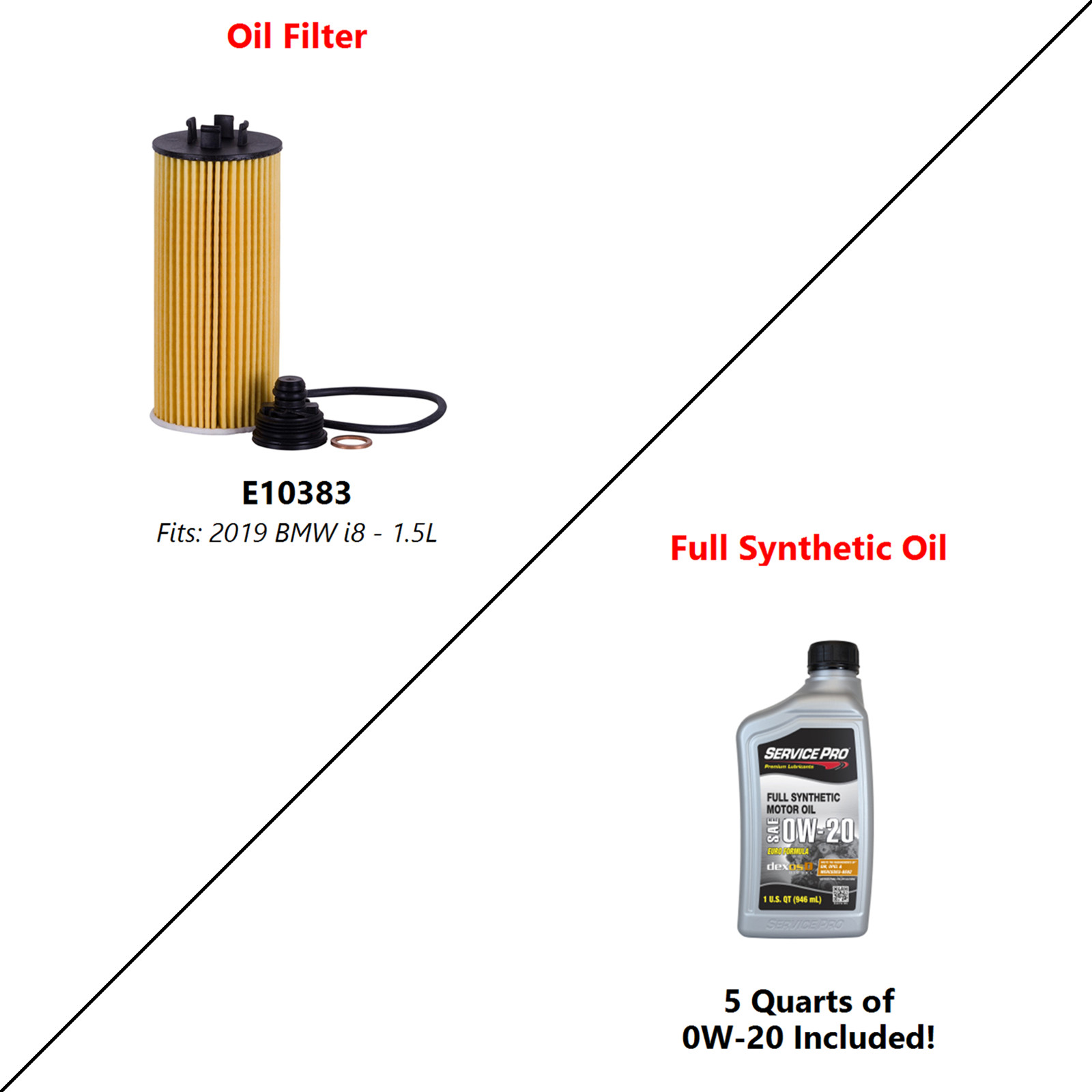 Fits: 2019 BMW i8 1.5L 6,000 Mile Synthetic Oil & Filter Kit (0W-20)