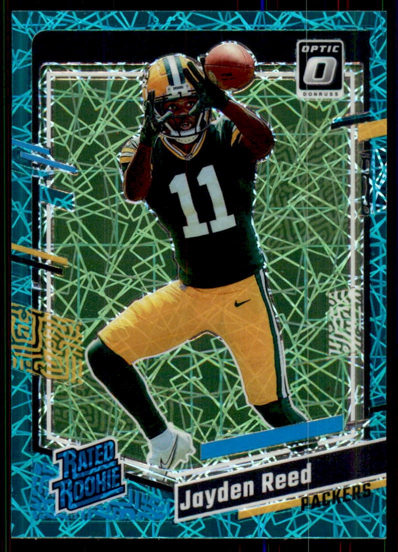 2023 Donruss Optic #239 Jayden Reed Teal Velocity Rookie