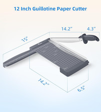 12" Guillotine Paper Cutter Hidden Ruler Compact Heavy Duty 12-Sheet Capacity