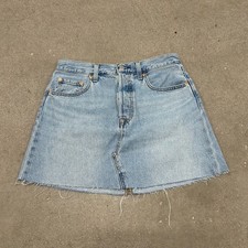 Levi's Denim Mini Skirt Womens 28 Blue Light Wash Raw Hem Casual Summer Wear