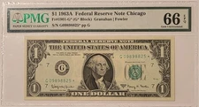 1963 A $1 Dollar FRB Chicago Replacement Star Note Gem Unc 66 EPQ PMG