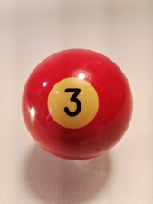 Vintage Crystalate 2 1/4" Billiard Solid Red 3 Pool Ball Replacement Ball