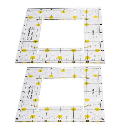 2 Pcs Square Quilting Ruler Set Slotted Clear Acrylic Sewing Patchwork ...