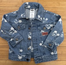 Cutie Mickey Mouse Denim Jean Jacket 2T Walt Disney All Over Print Appliqu