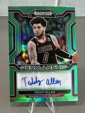 2022 Prizm Draft Picks Teddy Allen Green Prizm Penmanship Auto Rookie CP-TAL