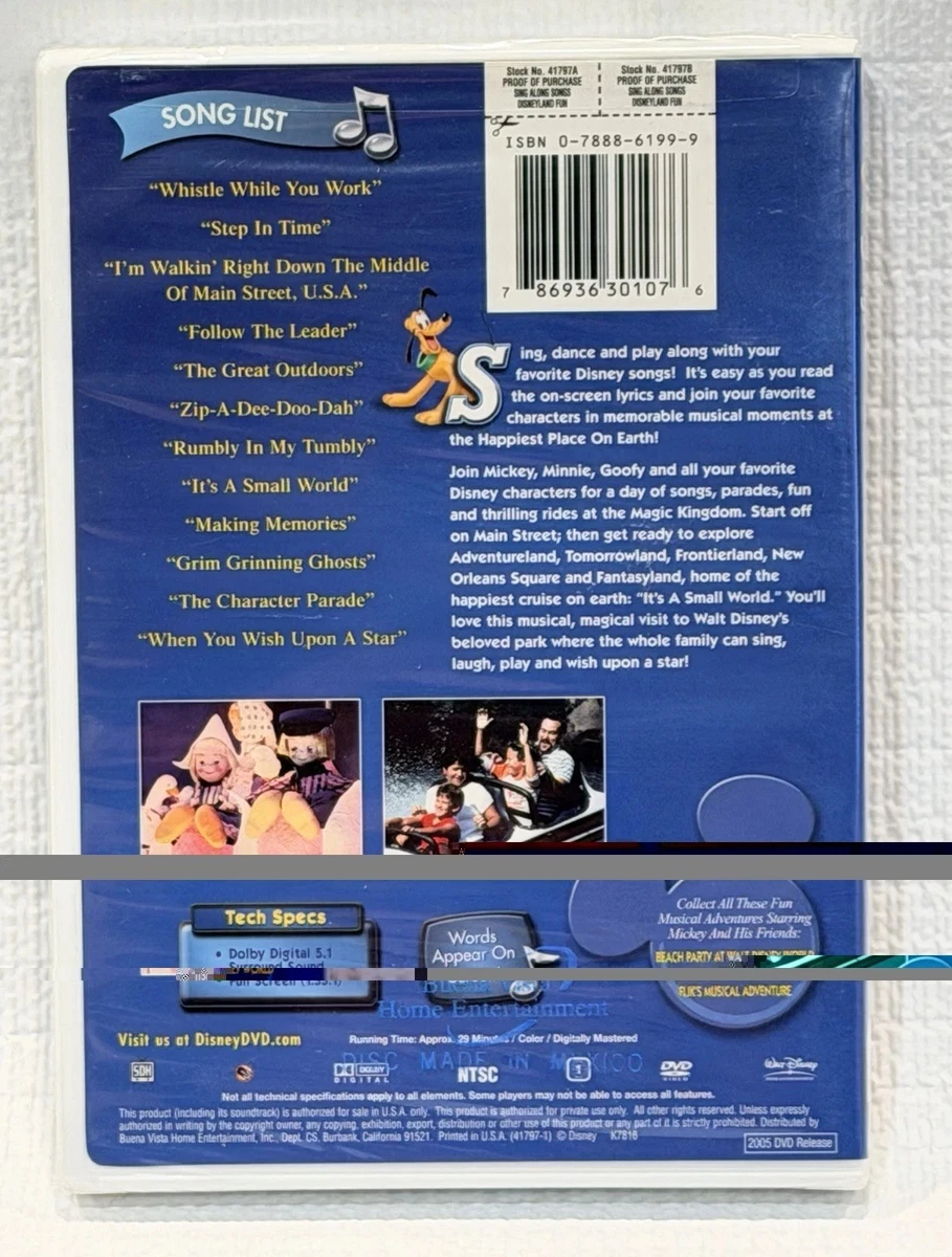 Sing Along Songs Disneyland Fun It’s A Small World DVD 2005 50th Sealed NEW!