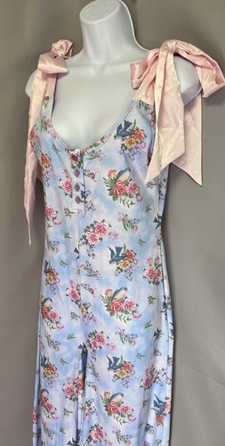 Dolls Sugar thrillz pastel bird ribbed flared jumpsuit Sz Large NWOT - Picture 3 of 16