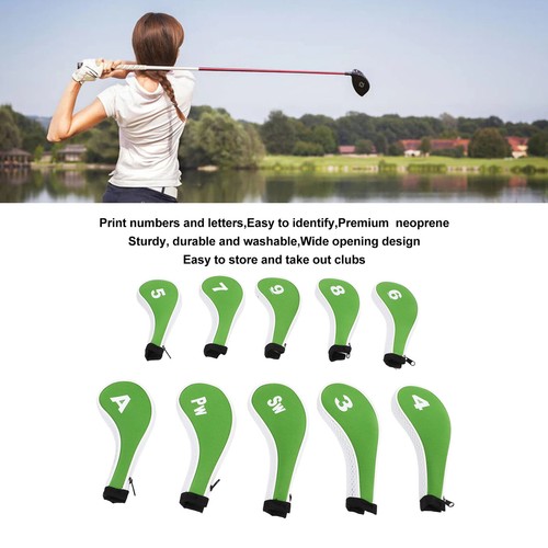 (Green White)10Pcs Golf Iron Cover Set With Zipper Golf Club Headcover EJ - Picture 20 of 22