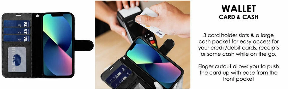 Slim Wallet Case Leather Flip Cover For Apple iPhone 15 Pro 14 Max 13 12 11 XR 7 - Image 2 of 4