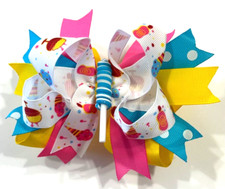 Beautiful Happy Birthday Candy on a Stick Inspired Hair Bow for girls.