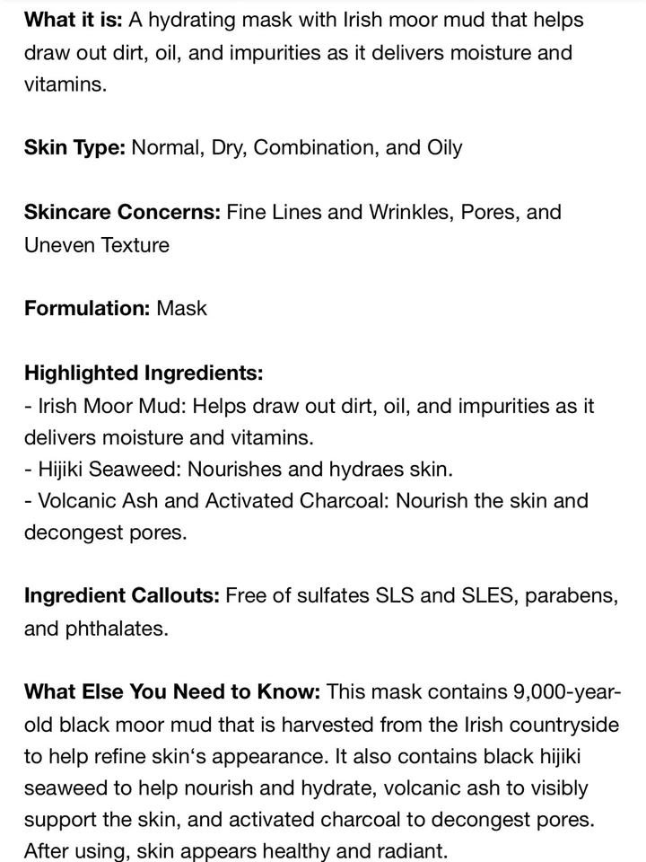 ЧЕРНАЯ МАСКА PETER THOMAS ROTH IRISH MOOR MUD PURYFING 6,8 унции новая в упаковке - Изображение 4 из 4