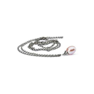 Trollbeads Fantasy Collana Lunga 90 Cm In Argento Con Perla Rosa D'Acqua Dolce - Gioiello Personalizzabile