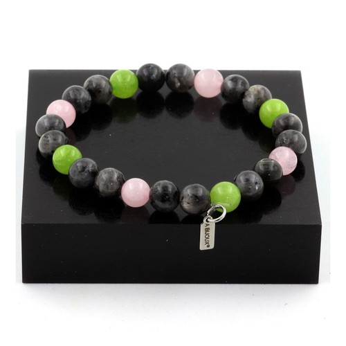 Pierres et Minéraux. Bracelet Perles Opale Rose + Rhodonite