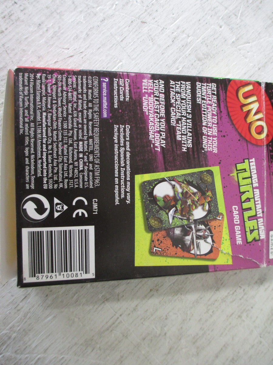 Tennage Mutant Ninja Turtles Uno Card Game, Nickelodeon, New | eBay